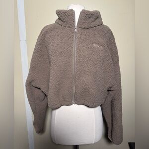 Skims Teddy Zip Up Crop Jacket color Desert sz 3X NWT